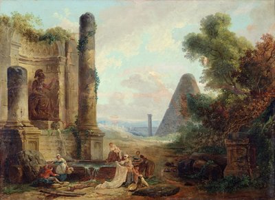 Fontein van Minerva, Rome, 1772 door Hubert Robert